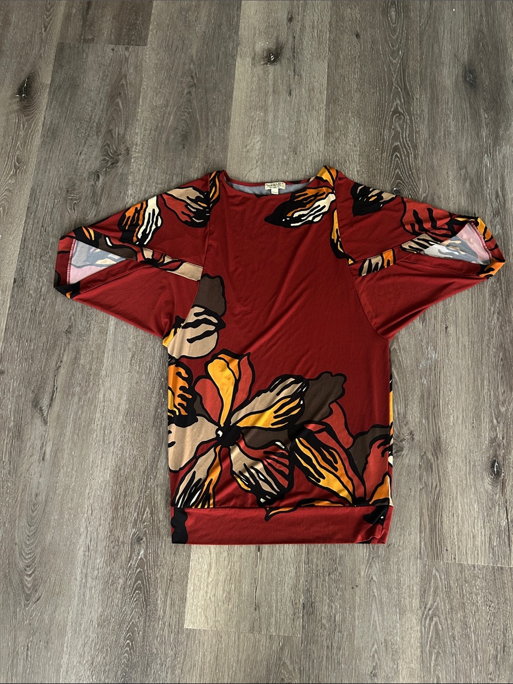 ONE WORLD Rustic Floral Dolman Sleeve Tunic